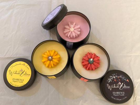 FLORENCE - Organic Scented Candles | Sunflower | Bees | Gift for all occasions