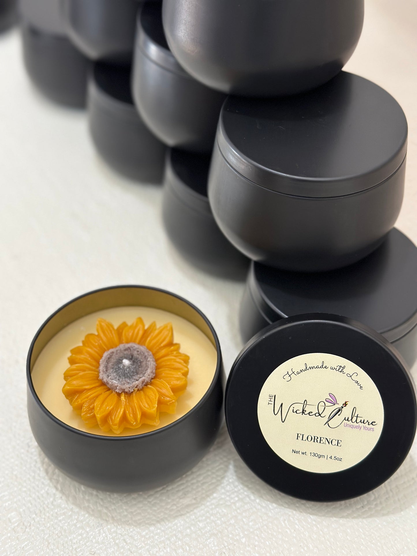 FLORENCE - Organic Scented Candles | Sunflower | Bees | Gift for all occasions